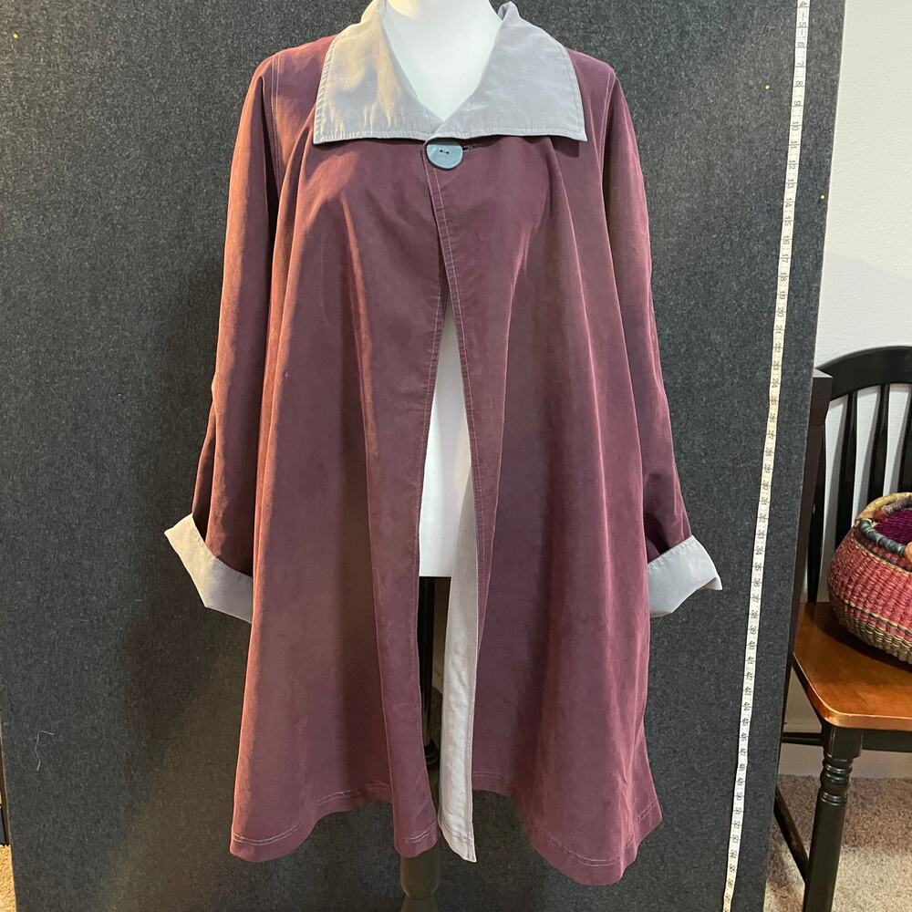 Catch Me Casual Navajo House Reversible Coat Women’s Plus Plum Gray Cottagecore